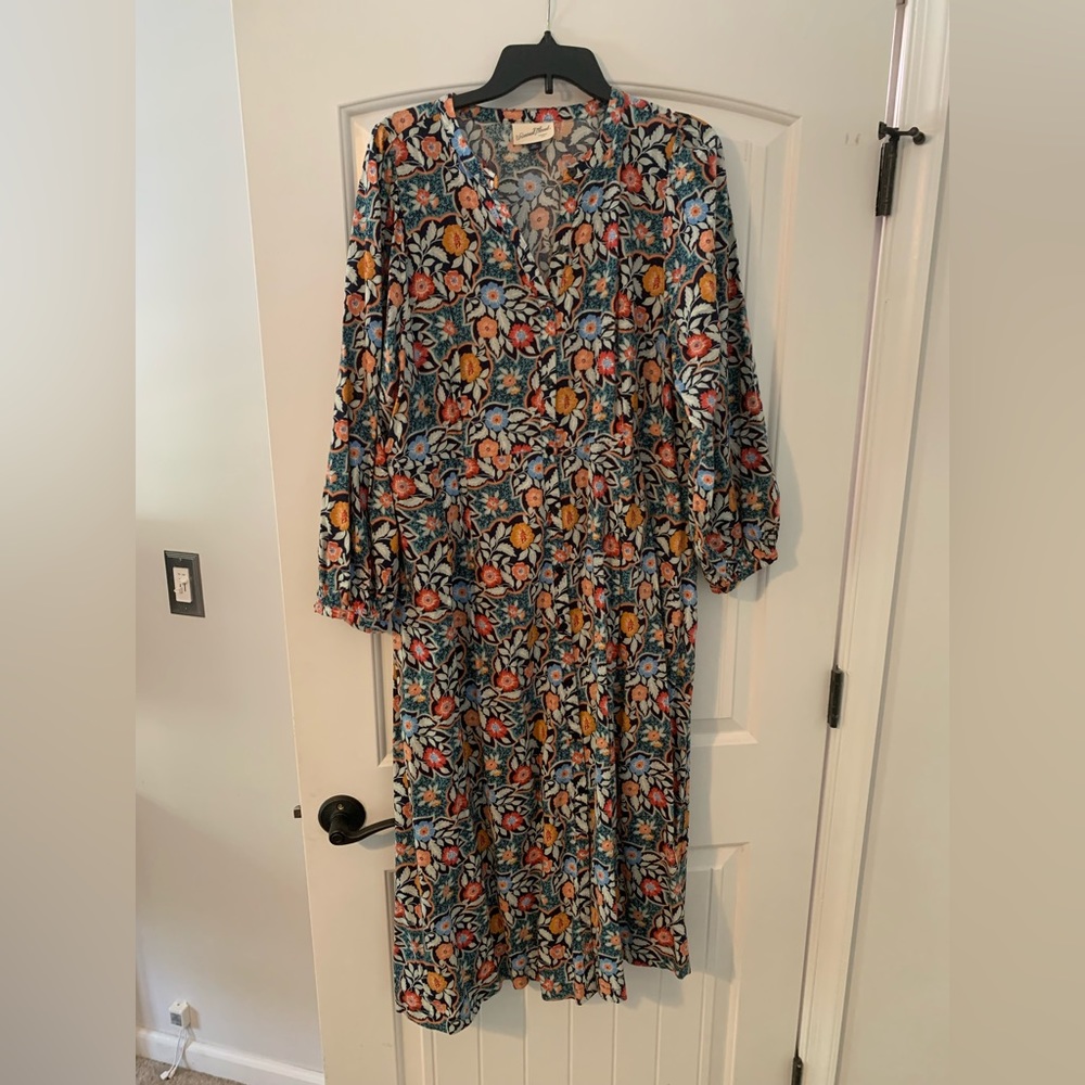Universal thread balloon long sleeve midi dress